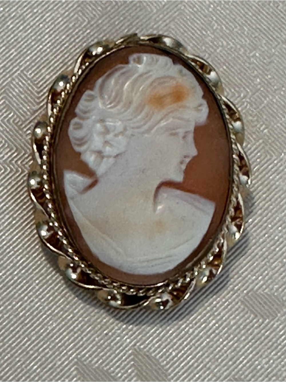 12K Gold Vintage Cameo with Twisted Frame